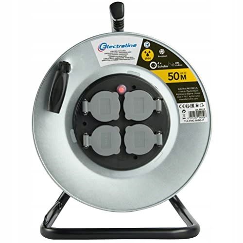 ELECTRALINE Metalowa Przenośna Rolka 4 Gniazda IP44 Bez Przewodu — miniatura 5