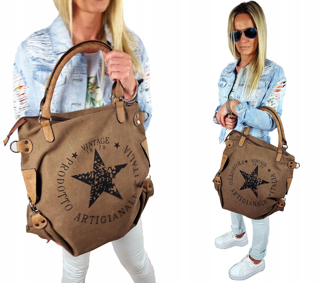 

Torebka Gwiazda Vintage Worek Shopper Bag Torba XL