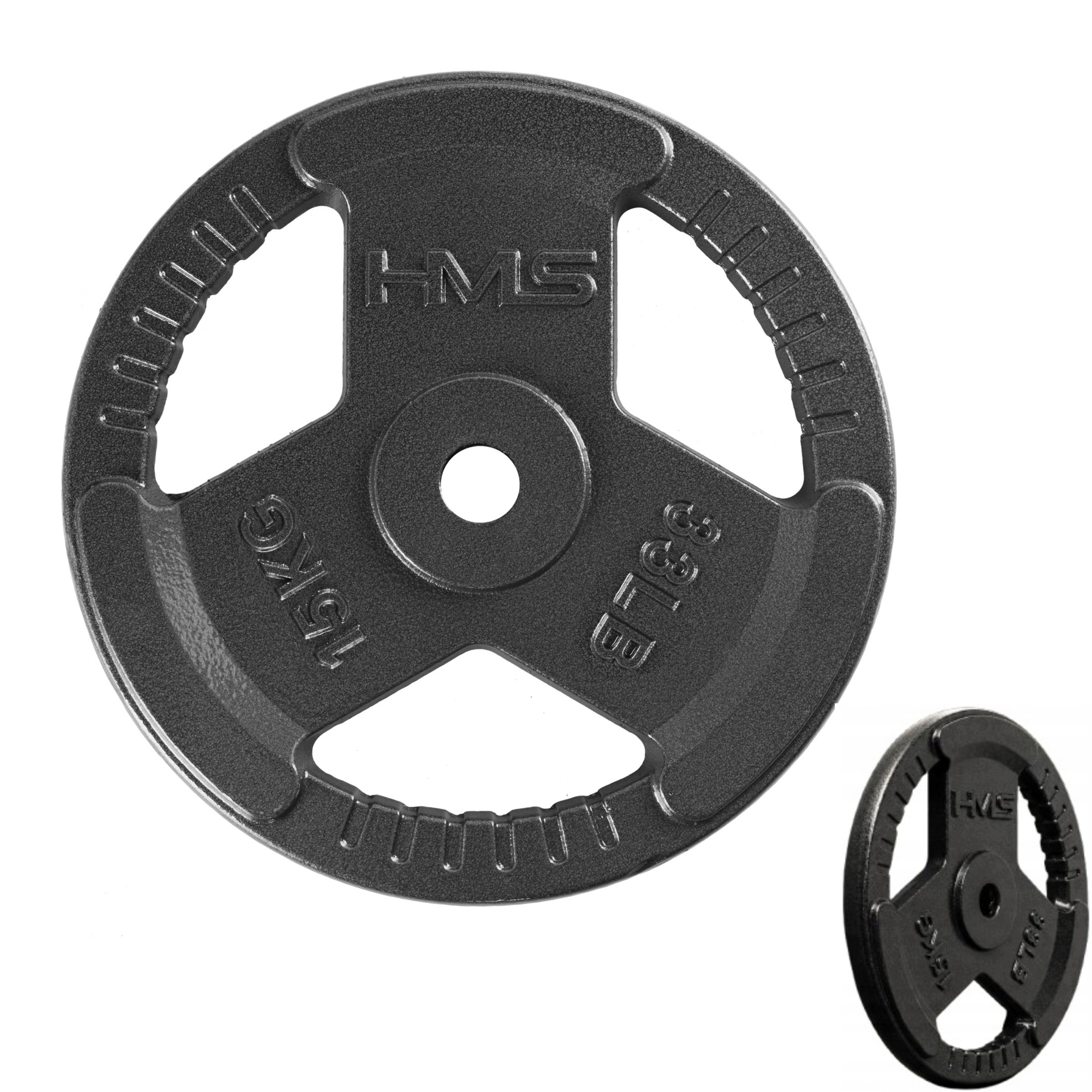 Litinový talíř 15 kg, závaží s úchyty na činky 30 mm antracit Hms