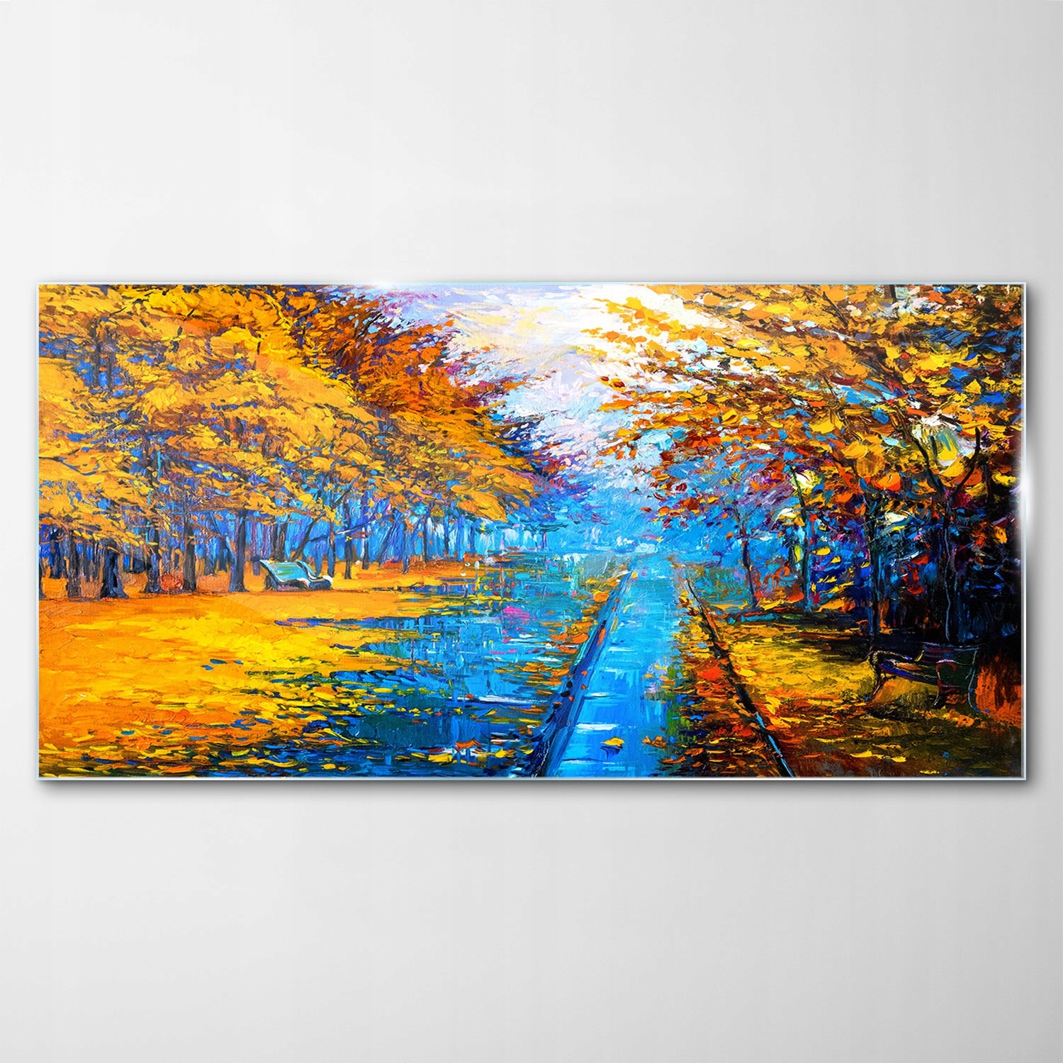 

Obraz Szklany Dekor Park Jesień Drzewa Las 140x70