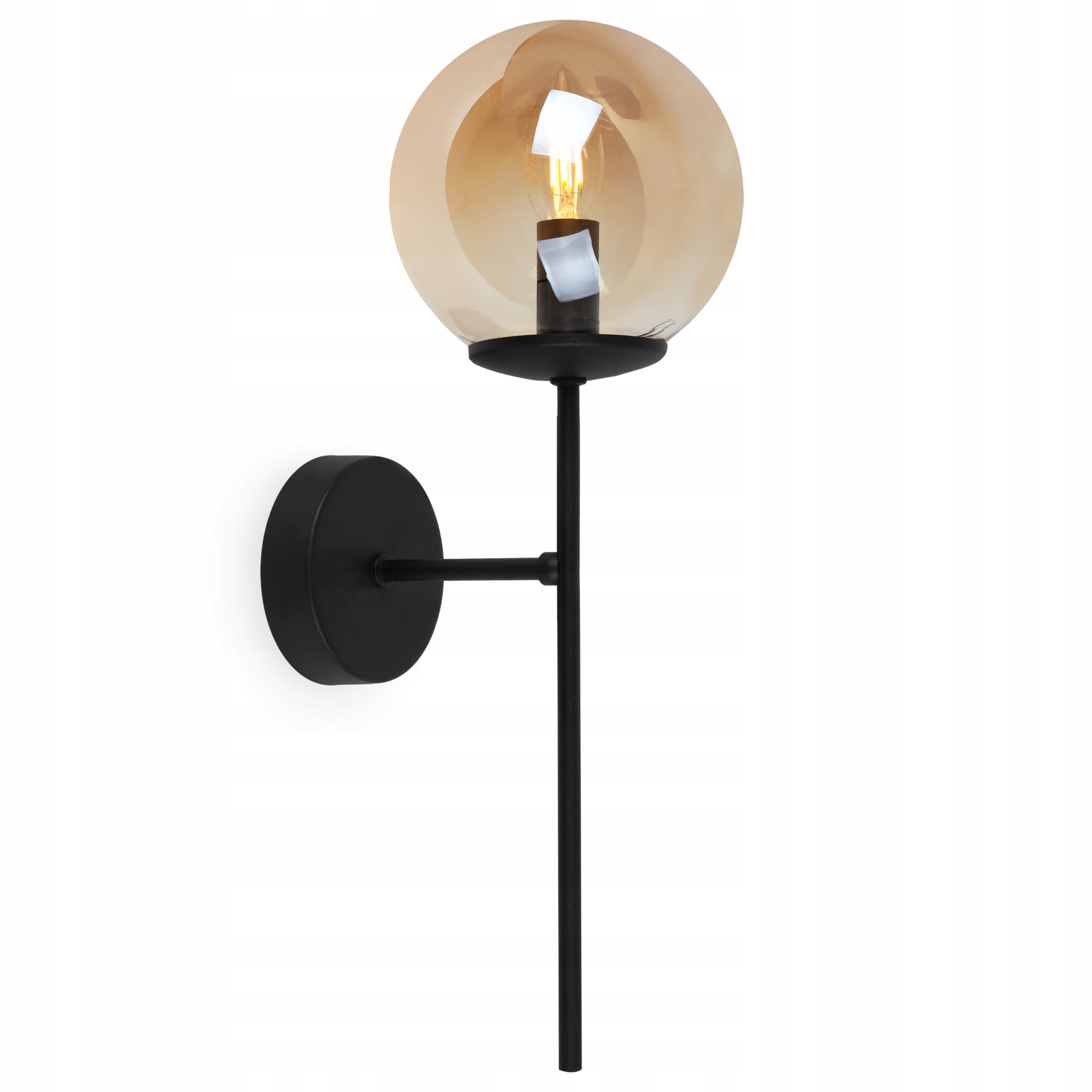 Kinkiet Ścienny Czarny Lampa Ścienna Sufitowa Pojedyncza Loft Szklana Kula