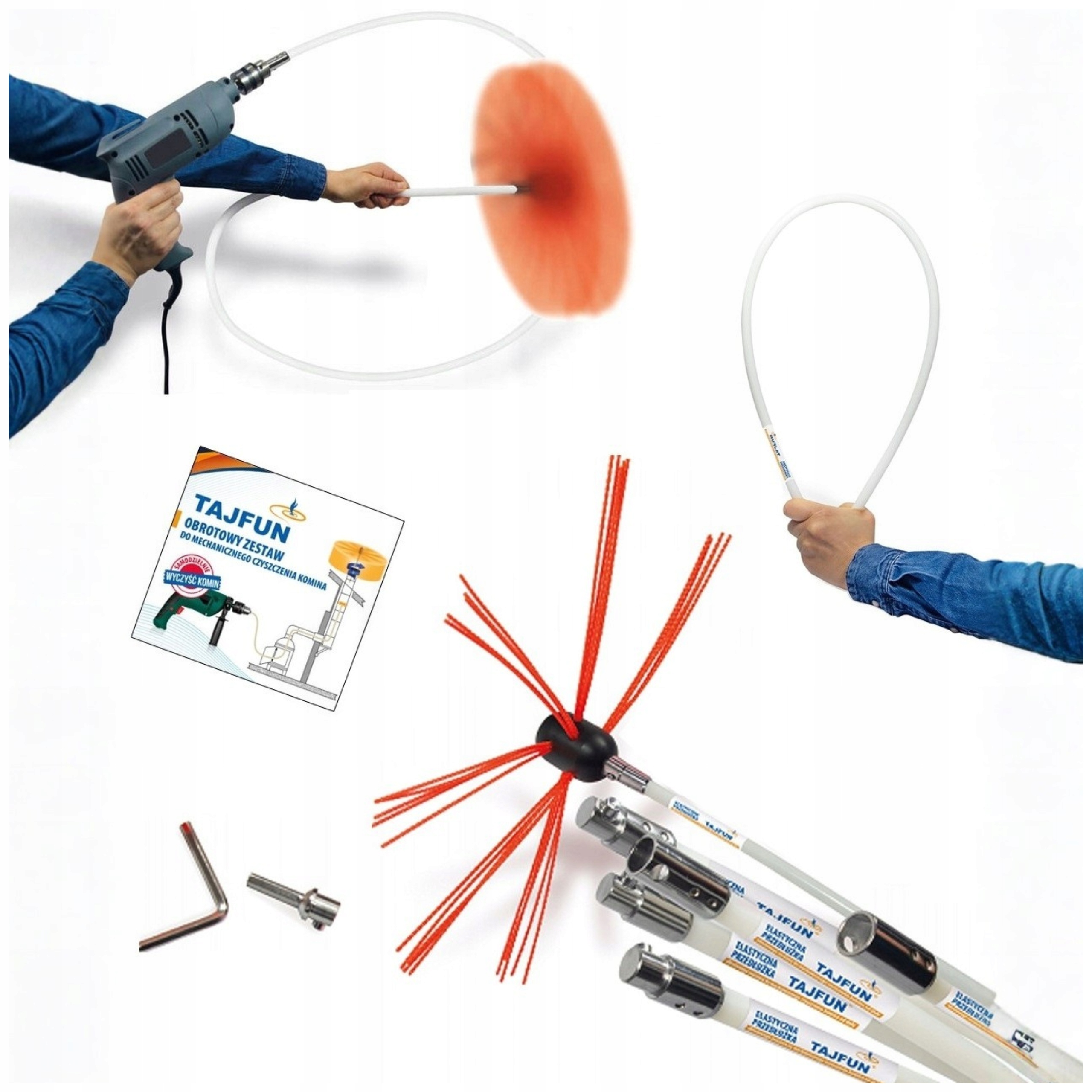 Tajfun Sada Kartáčů Na Čištění Komína Odspodu Vrtačkou 10 m