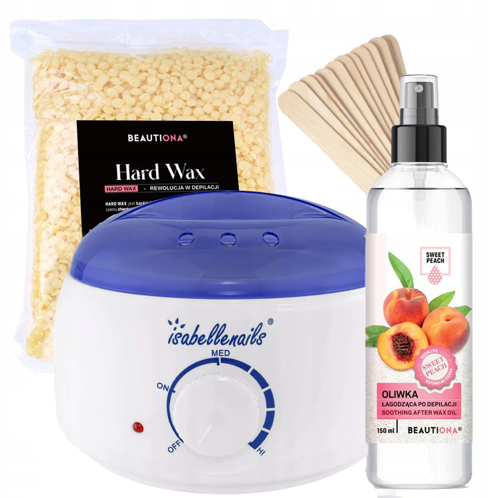 Sada Na Depilaci Ohřívač Tvrdý Vosk Žlutý 1 Kg Olivový Broskev