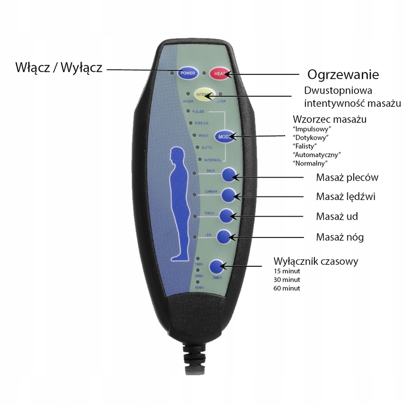 FOTEL WYPOCZYNKOWY MASAŻ + GRZANIE CZARNY Kod producenta ART-2354