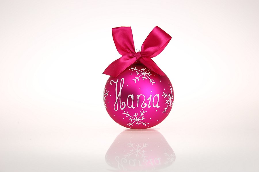 

Bombka szklana z Kokardą i imieniem dedykacją 10cm