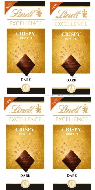 4x 100g Lindt Excellence Crispy Biscuit czekolada gorzka
