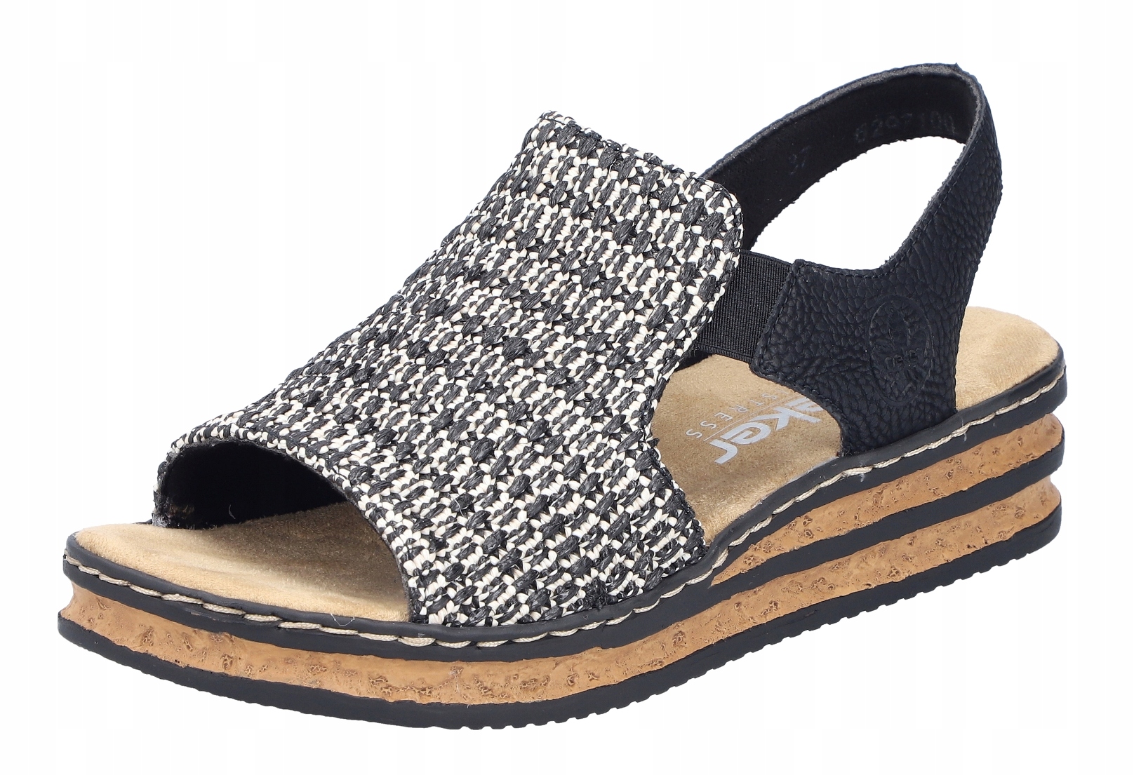 Rieker 62971-00 vel.42 černé nazouvací sandály na klínku