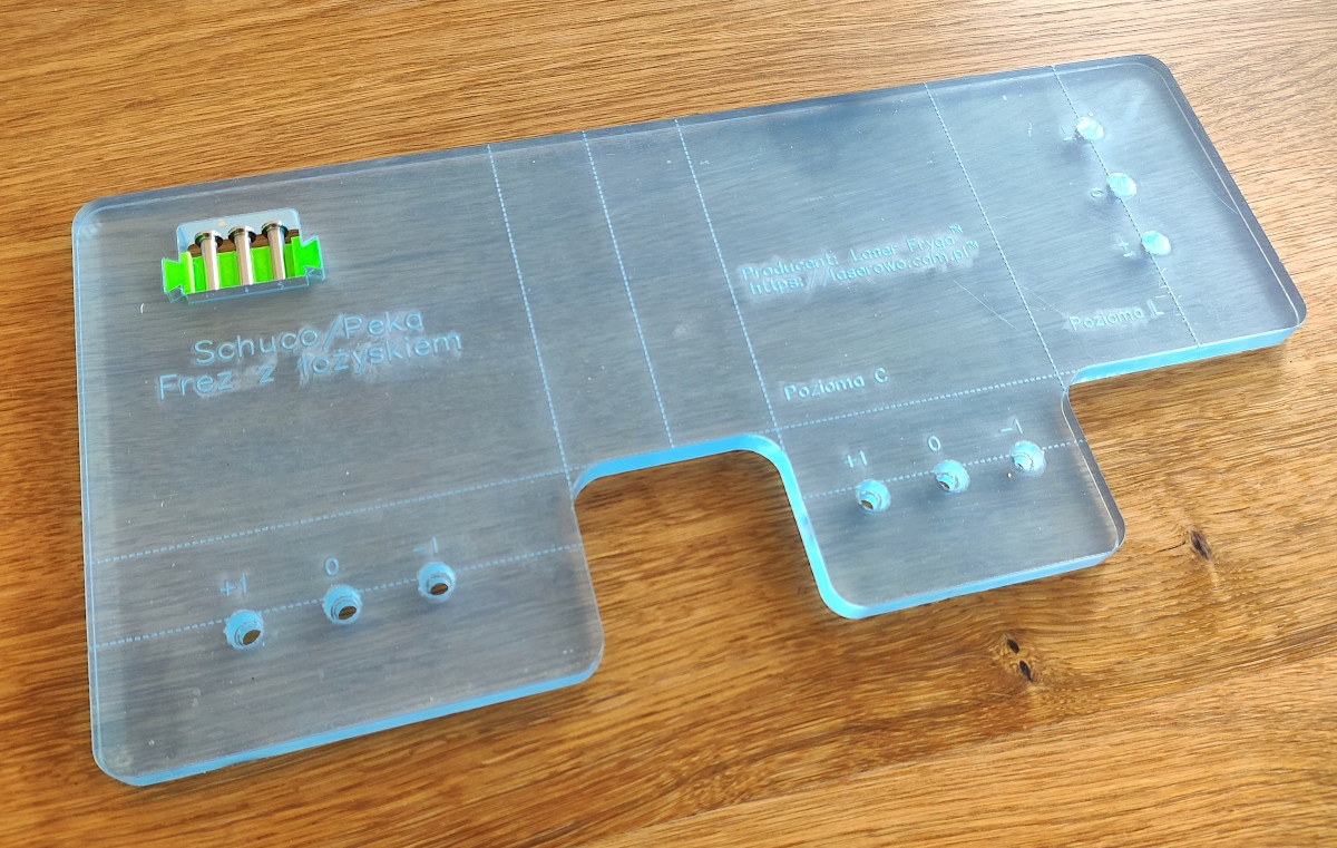 Šablona pro frézování pod lišty Schuco/Peka zvětšená verze