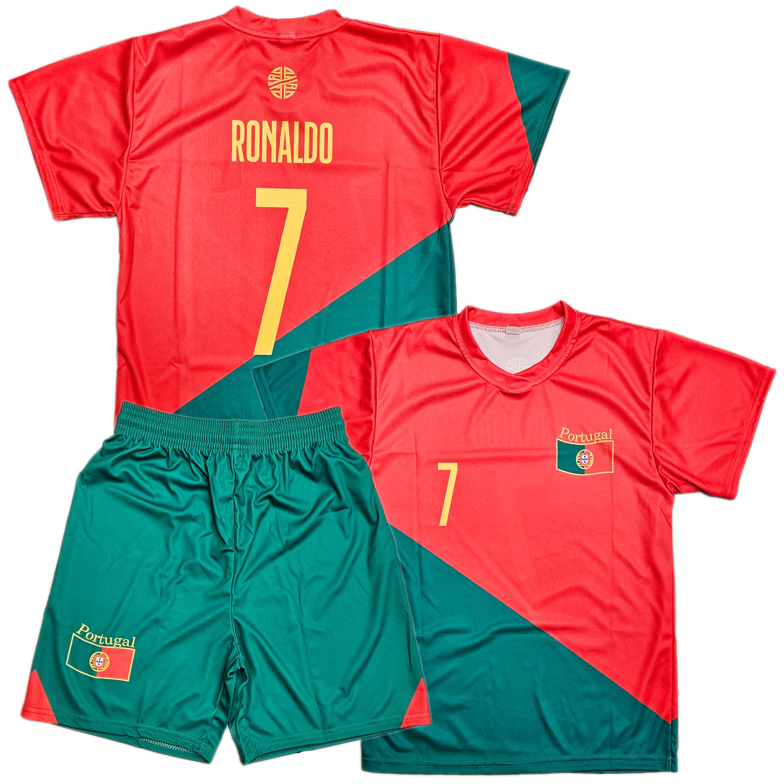 KOMPLET PIŁKARSKI RONALDO PORTUGALIA 128 cm STRÓJ SPORTOWY