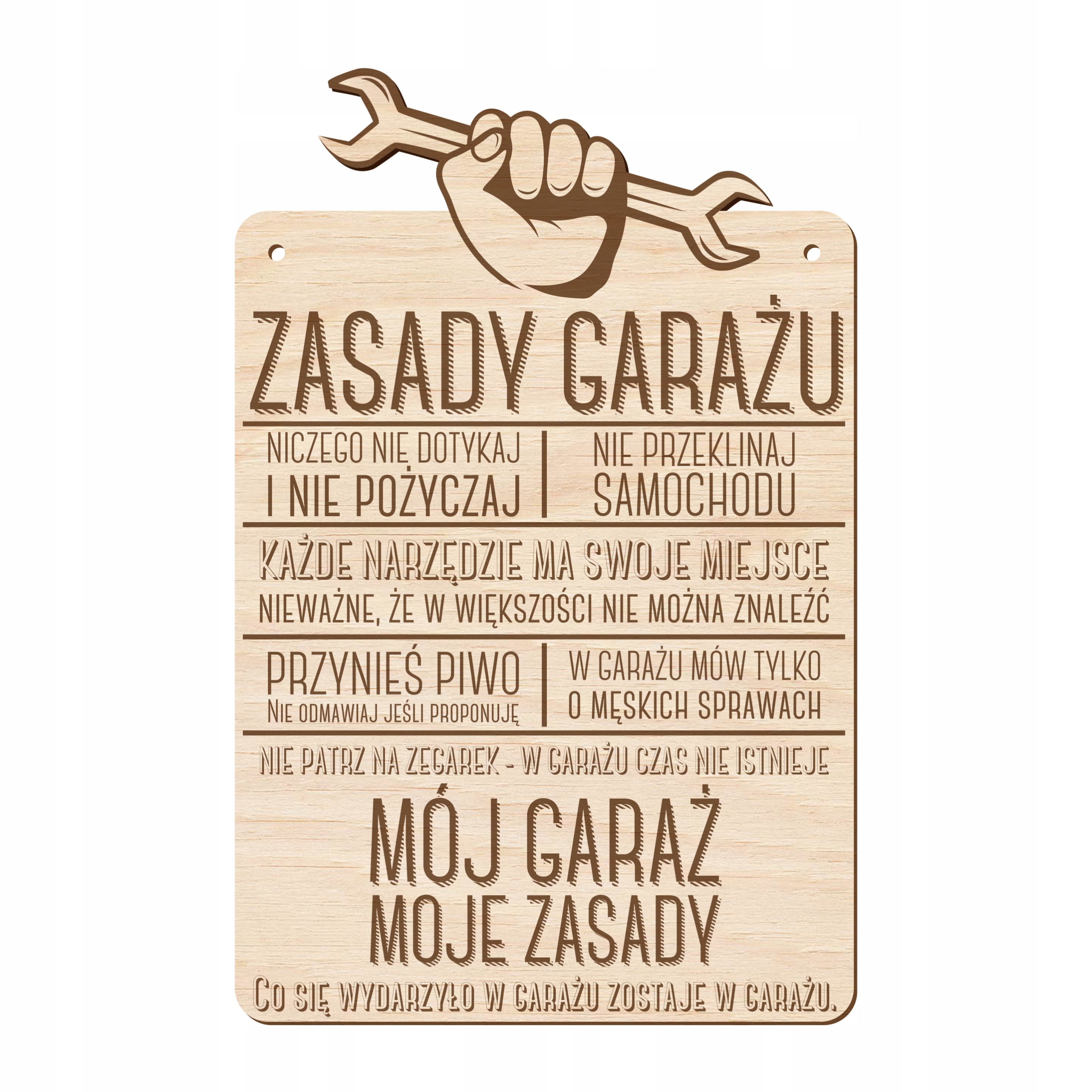 

Drewniana Tabliczka Zasady Garażu urodziny