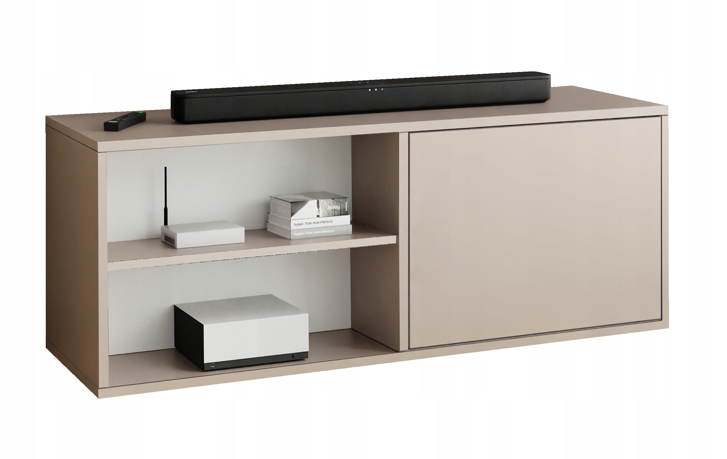 Rtv skříňka Coso 2 kašmír s otevřenou policí pod televizor