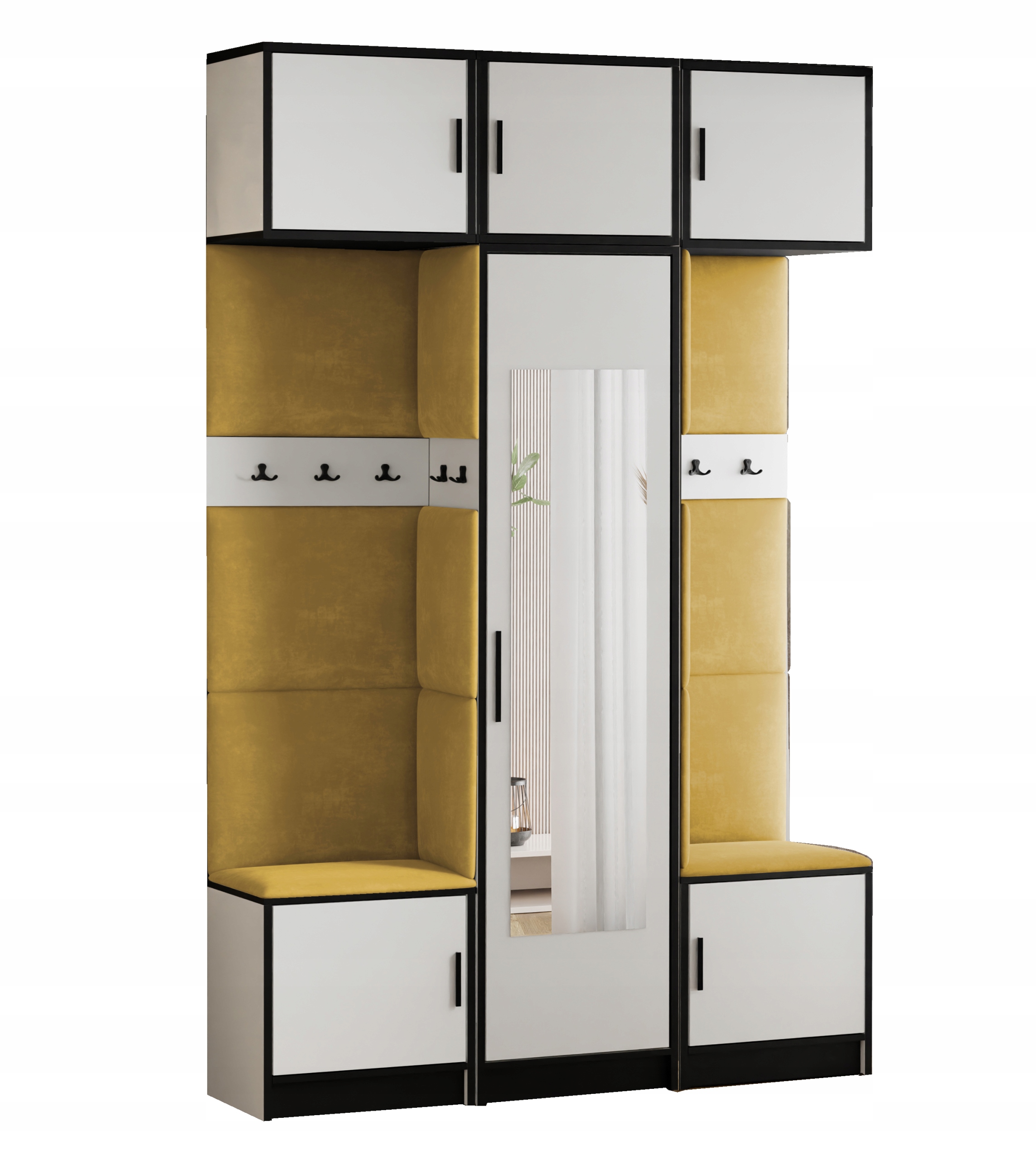 Šatní skříň s nástavcem Dior 16 bílá látka žlutý sedák