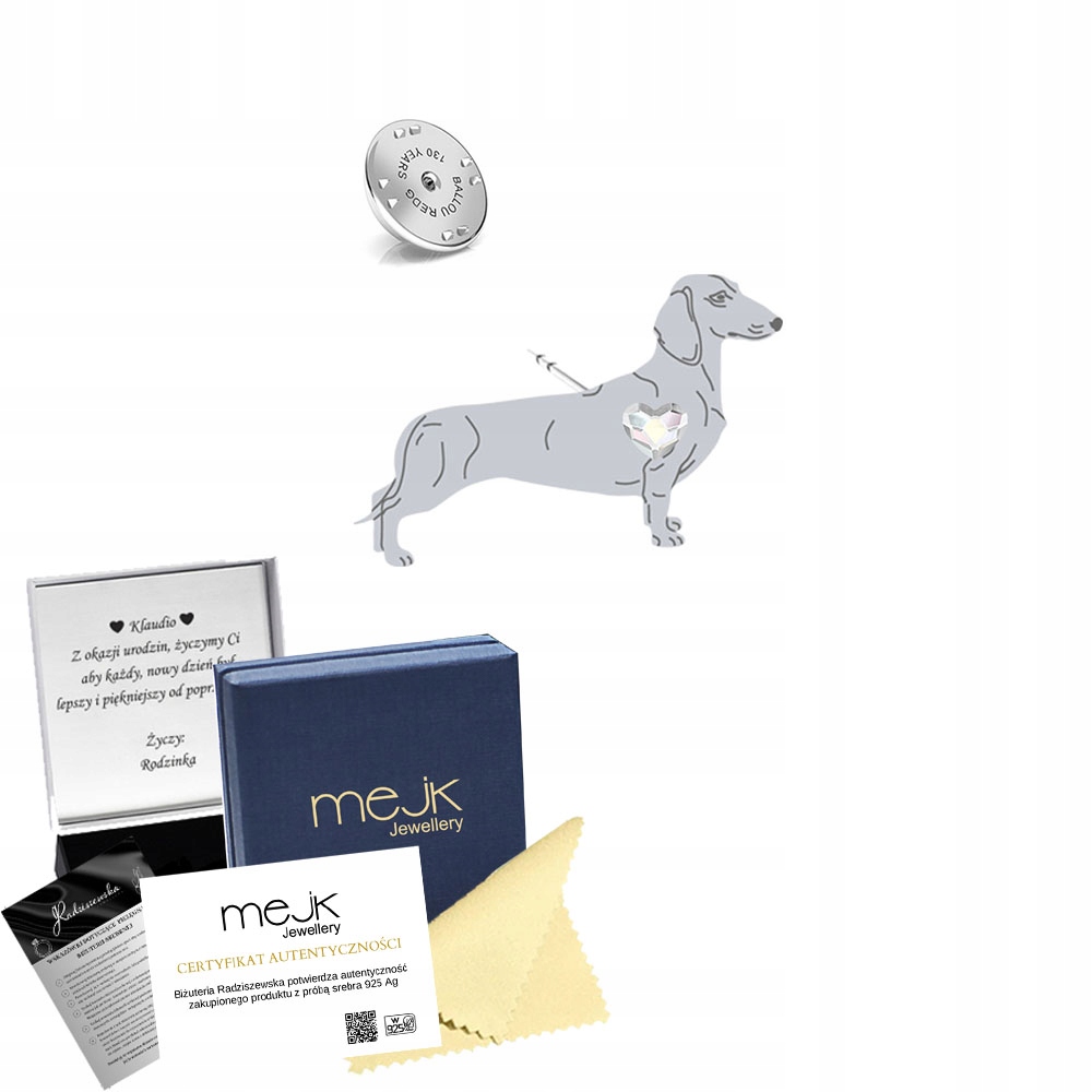 Odznak s jezevčíkem krátkosrstým 925 Šperky Žena Věnování Bonus
