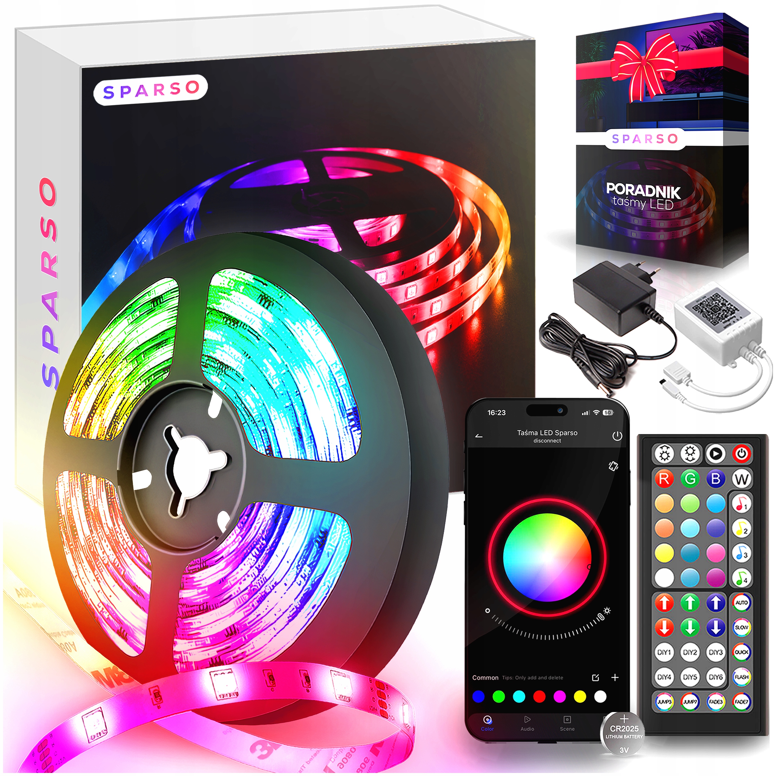 Taśma Led 10M Rgb 5050 Ledy Pilot Aplikacja Bluetooth Muzyka Zestaw 12V Smd