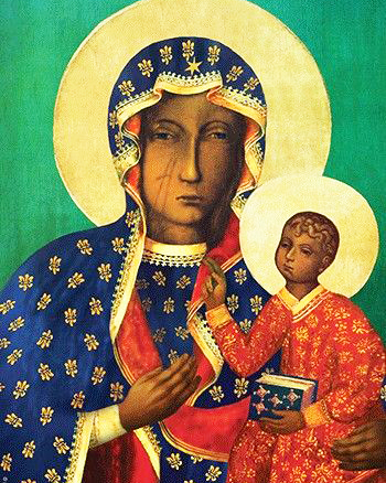 Diamantová výšivka Marie Čenstochová Náboženský anděl Ježíš Velký 60x80 cm