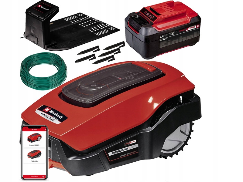 Robot koszący Einhell Bluetooth na trawniku