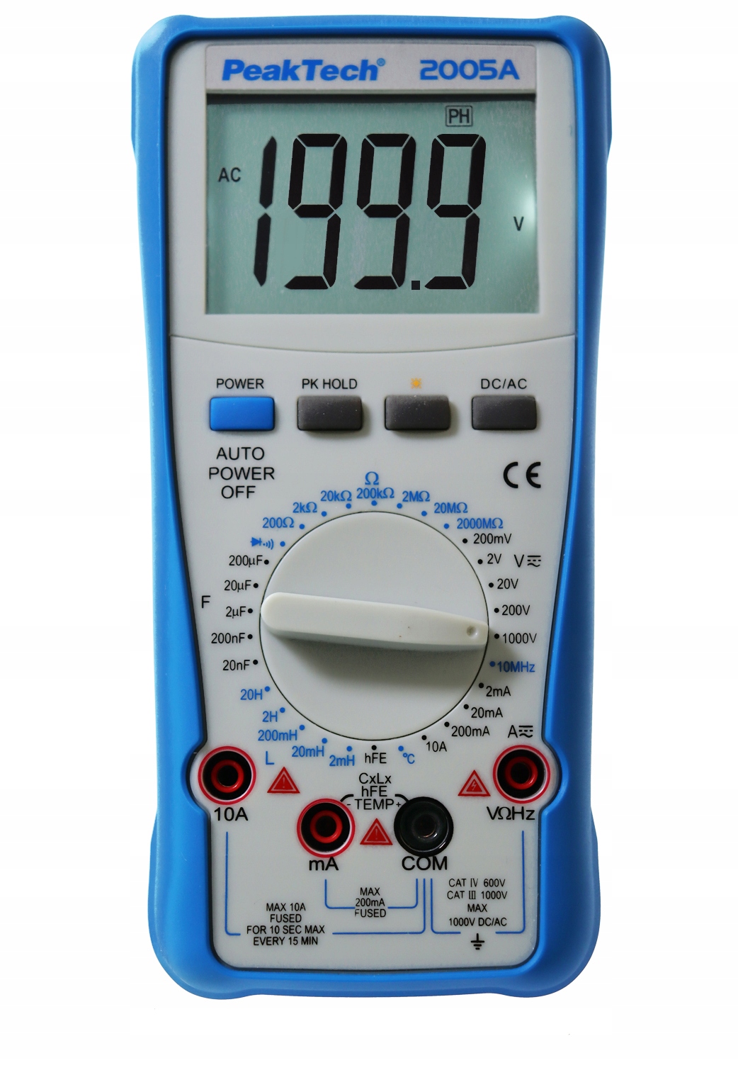 Digitálny Multimeter na meranie DCV Acv Dca Aca PeakTech LCD Merač Prúdu