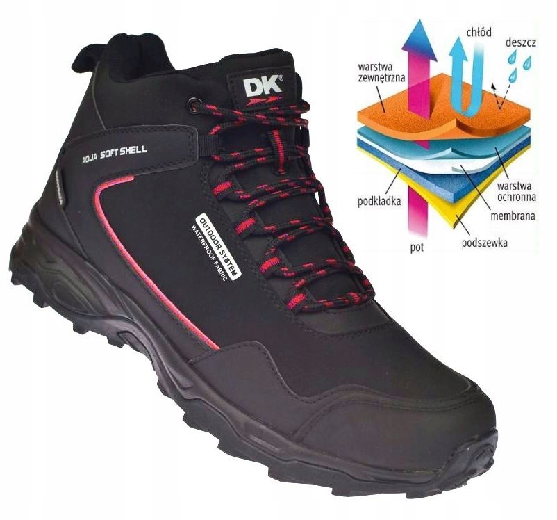 Velké pánské trekové boty Dk 1029 vysoké softshellové membrána vel 48