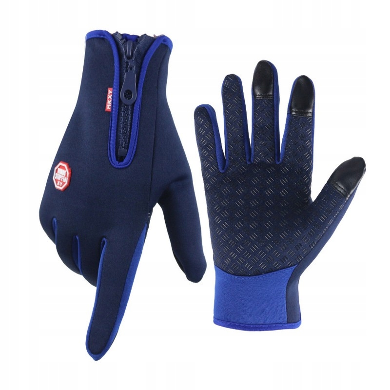 Rękawiczki pięciopalczaste męskie czarne ocieplane do ekranów dotykowych