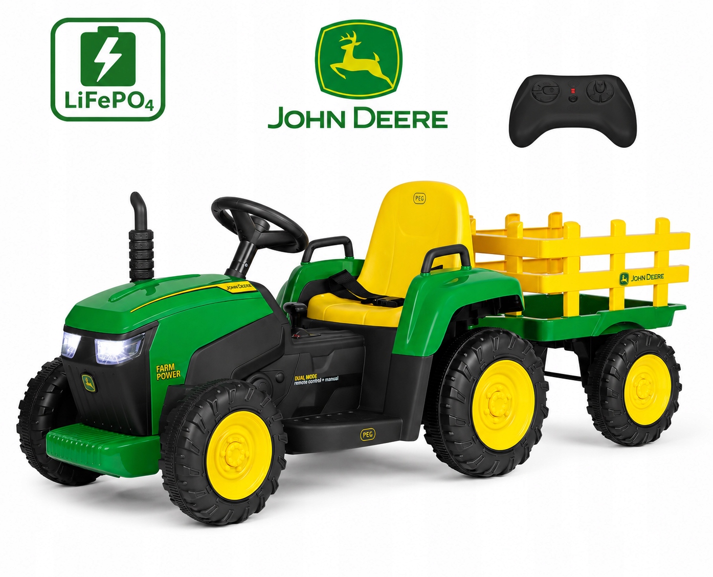 Traktor na akumulator John Deere Farm Power 12V Peg Perego od 1 roku