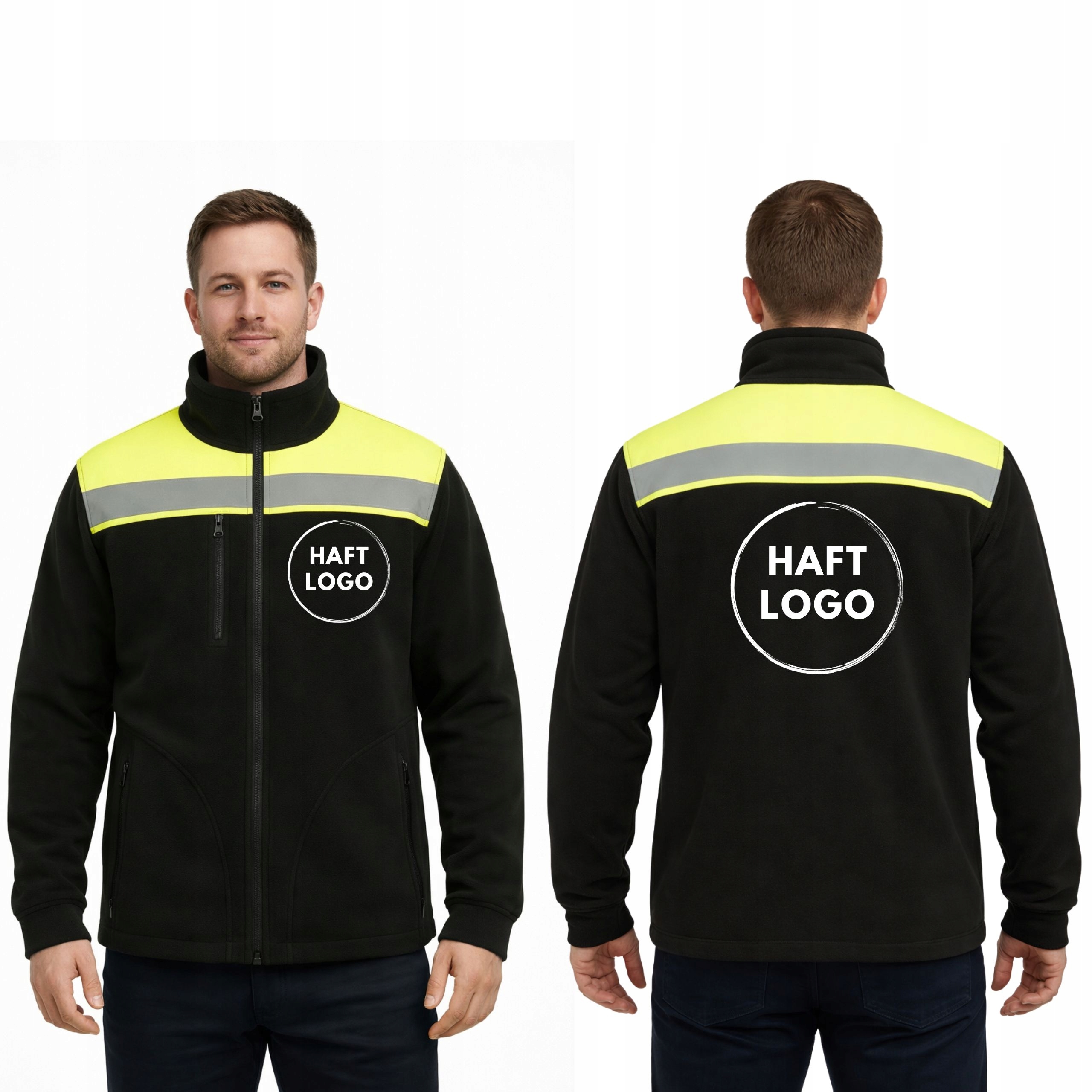 Pánský Pracovní Fleece Tlustý 360g/m² Reflexní s Logem Firmy, výšivka