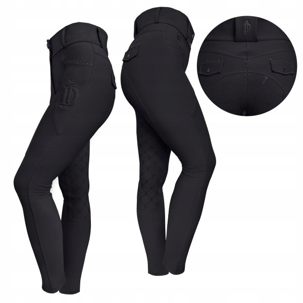 Legginsy jeździeckie pełny lej silikonowy Jd Attack Elite czarne XS/34