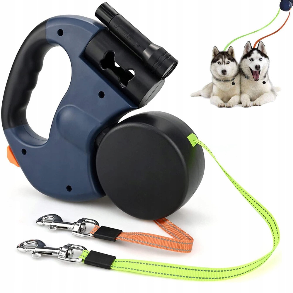 Levně Dvojitá Vodítko Pro Psy Flexibilní, Zatahovací, Přenosná, Pohodlná S Led 3 Metry