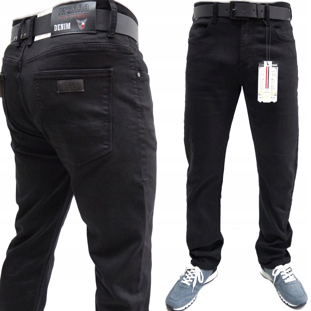 M.sara Pánské Džínové Kalhoty Klasické Elastické Pohodlné Černé 34
