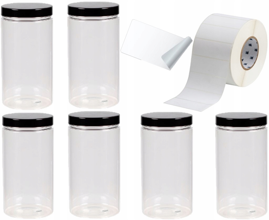 

Pojemnik Plastikowy Słoik 1,5L 6 Sztuk Etykiety