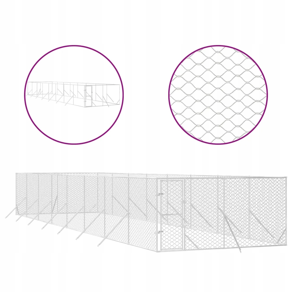Levně vidaXL Kotec pro psa, stříbrná, 4x16x2 m, ocel