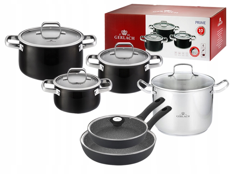 

Gerlach Prime Garnki 2 Patelnie Granitex+dodatki