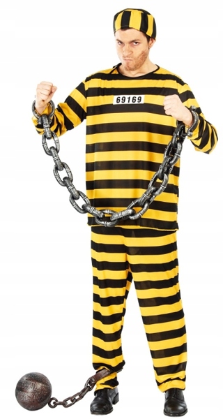 STRÓJ WIĘŹNIA WIĘZIEŃ SKAZANY DWA KOLORY PASY M