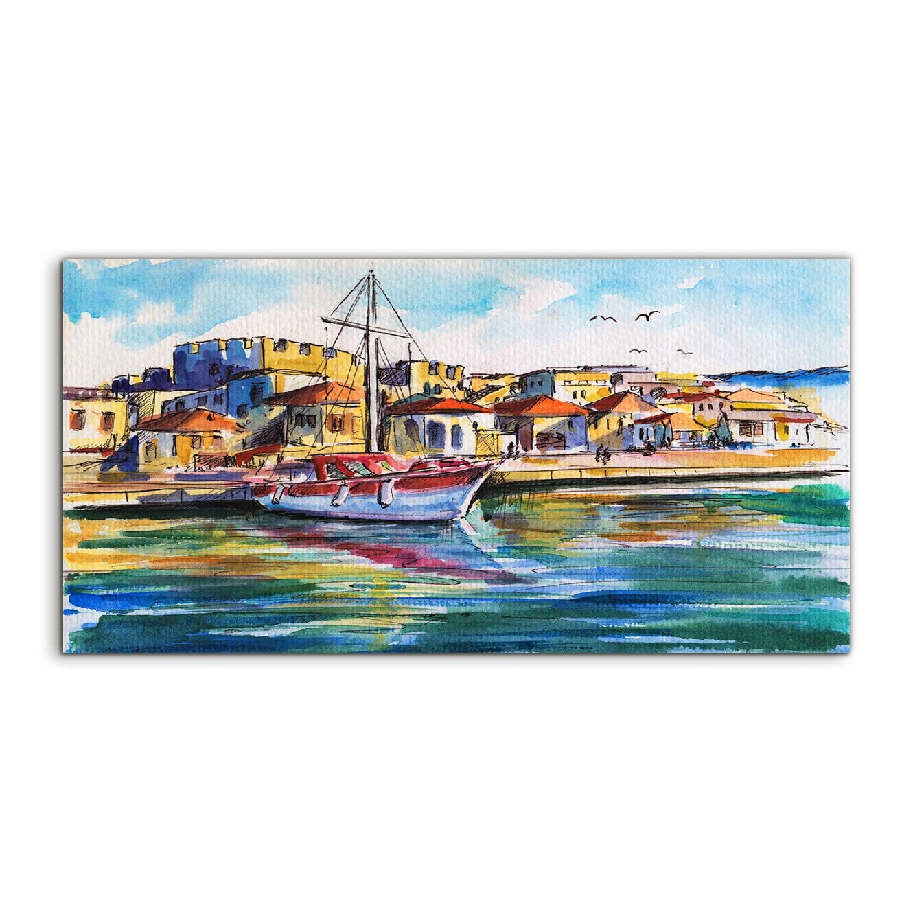 

Obraz akrylowy 120x60 wiszący Krajobraz Łódka Port