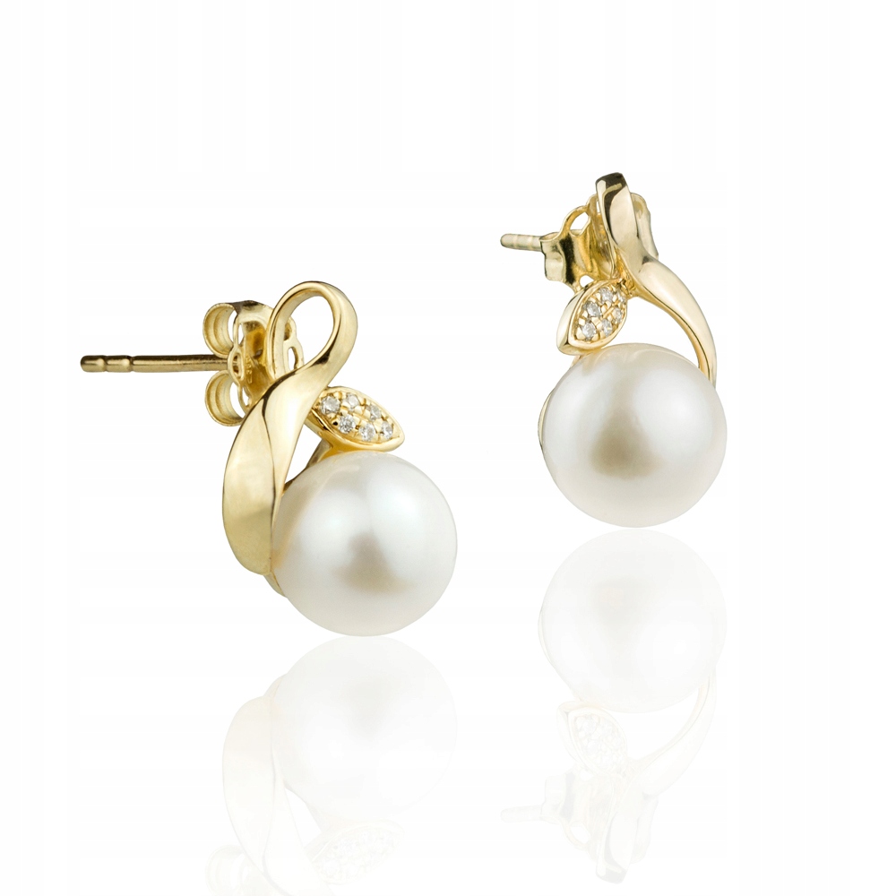 Elegantní Zlaté Náušnice S Perlami A Brilianty