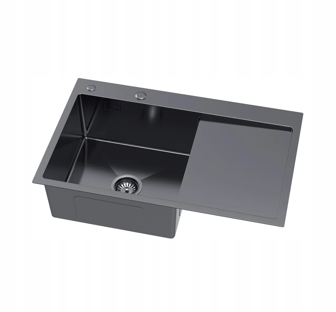Zlewozmywak stalowy kuchenny jednokomorowy prawym z ociekaczem grafit Lana