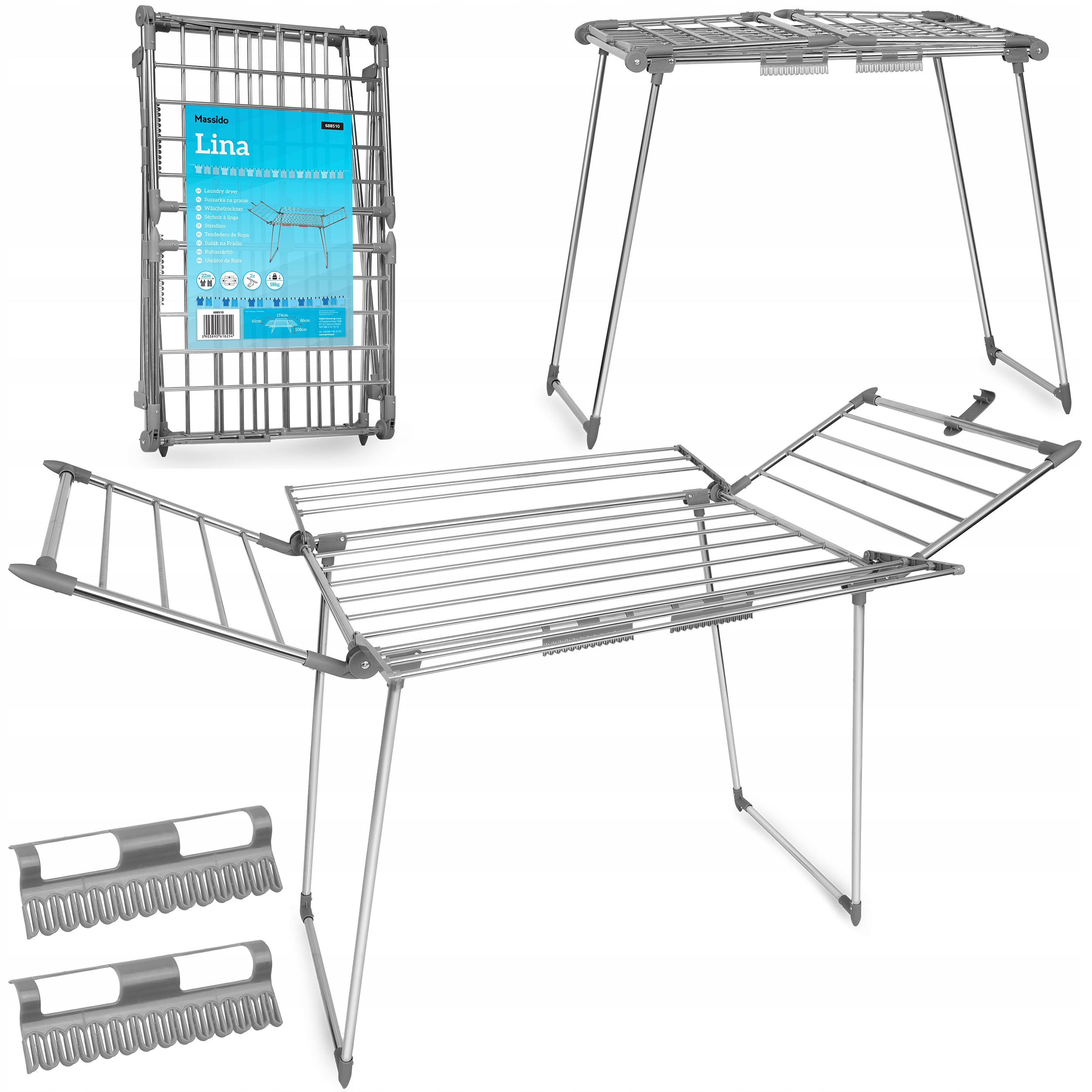 Levně Lina skládací stojací sušička prádla 22 m nerez