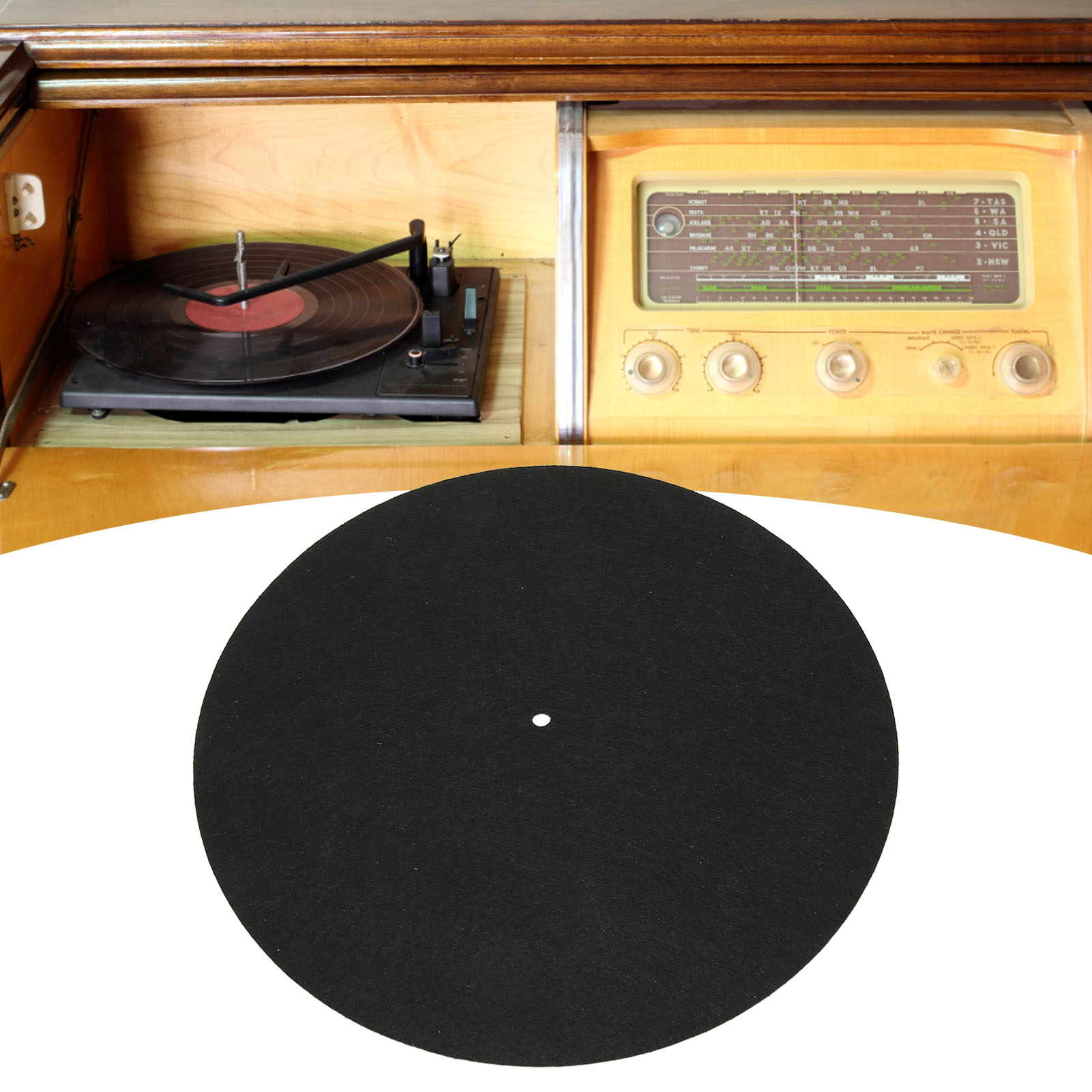 SLIPMATA GRAMOFONOWA FILCOWA MATA 290MM CZARNY Stan opakowania oryginalne