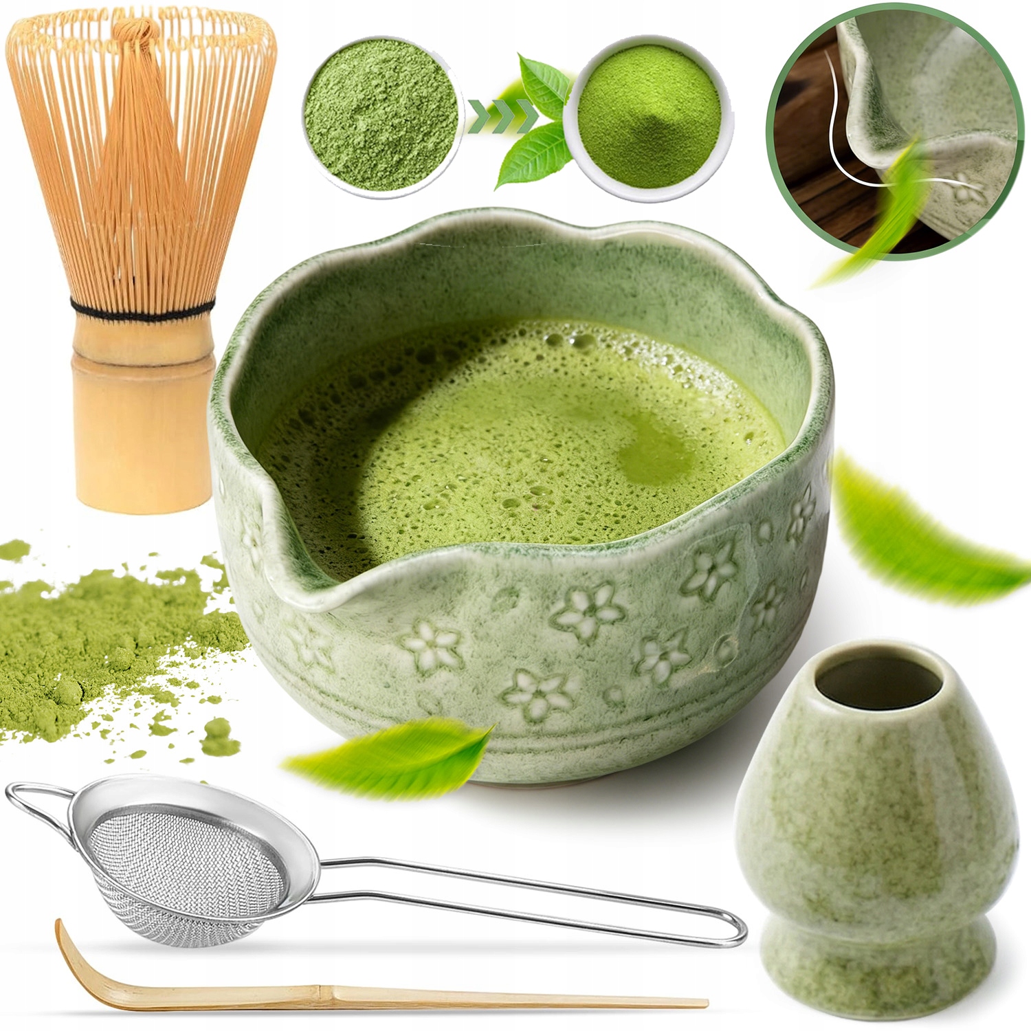 Levně Dárková Sada 5 Kusů Na Čaj Matcha Sada Na Vaření Matchy Lžíce