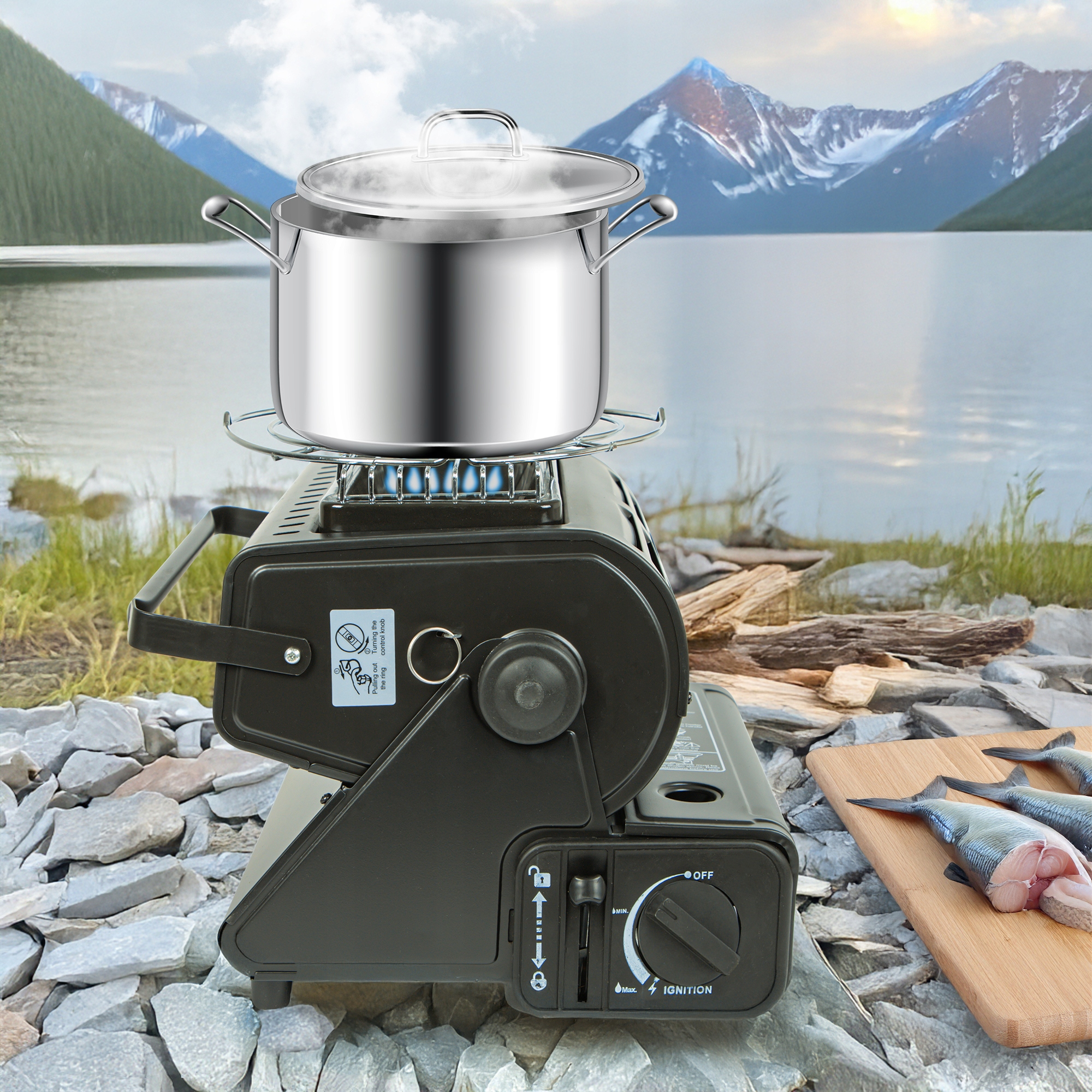 GAZOWY PIECYK TURYSTYCZNY PRZENOŚNY KUCHENKA NA KARTUSZ PROMIENNIK 1800W Marka Blow