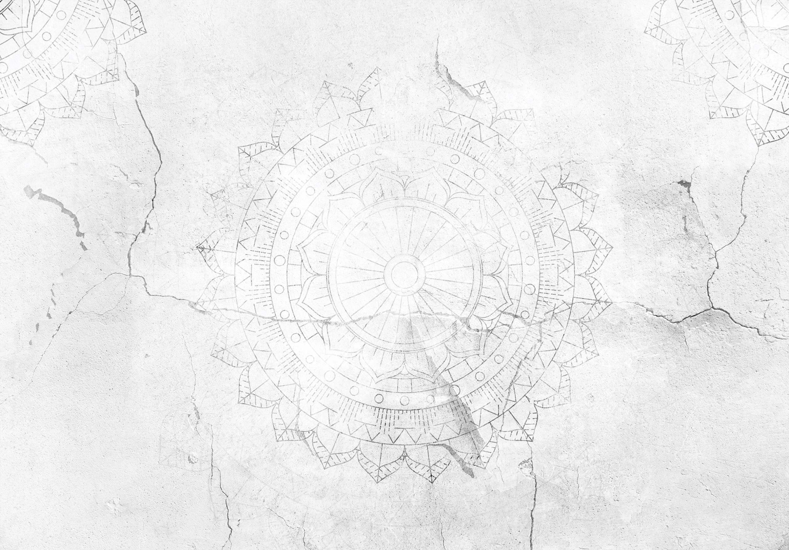 Vliesová fototapeta Mandala na šedém pozadí imitace omítky 368x254 lepidlo