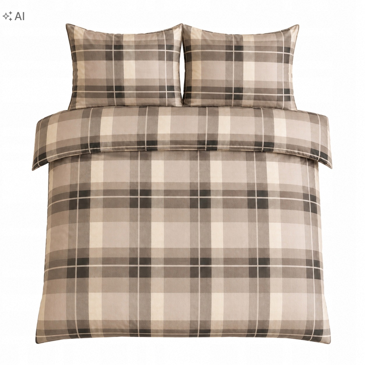 Pościel bawełniana 220x200 cm A&j Home Krata 2x 70x80 cm 3 części Zamek