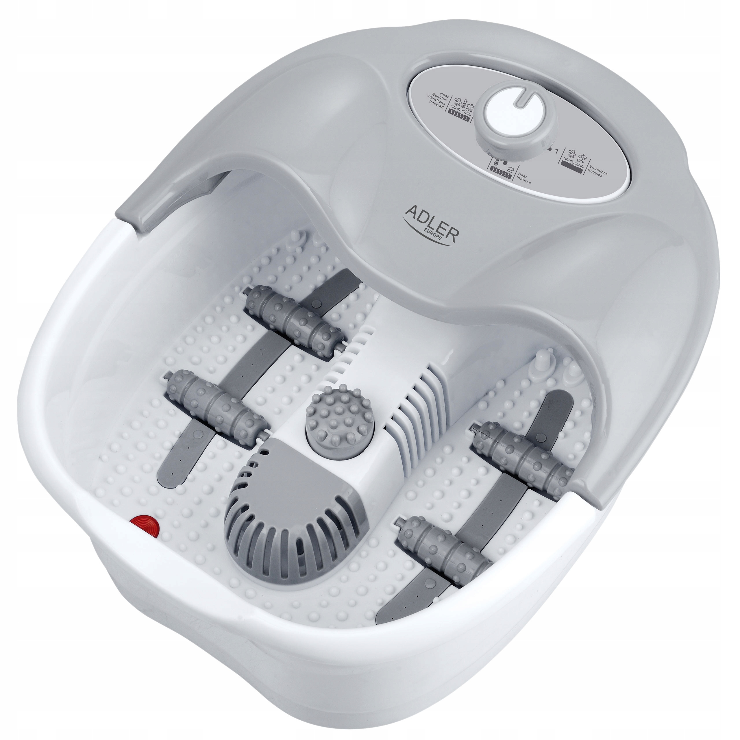 Adler AD2167 masażer do stóp 3 masaże * 4 rolki * 3 nasadki * biały