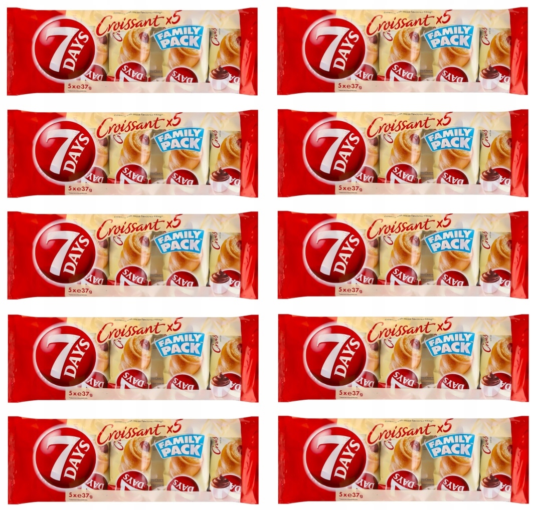 10x 7Days Rogalik pięciopak family pack kakao 5x37g Uk Karton