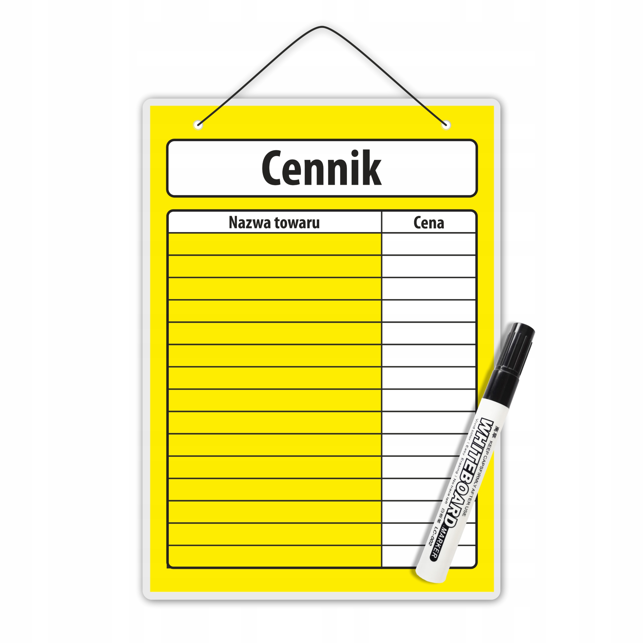 Cennik laminowany ŻÓŁTY | Format A3 (42x30cm) | JAKOŚĆ | Marker GRATIS