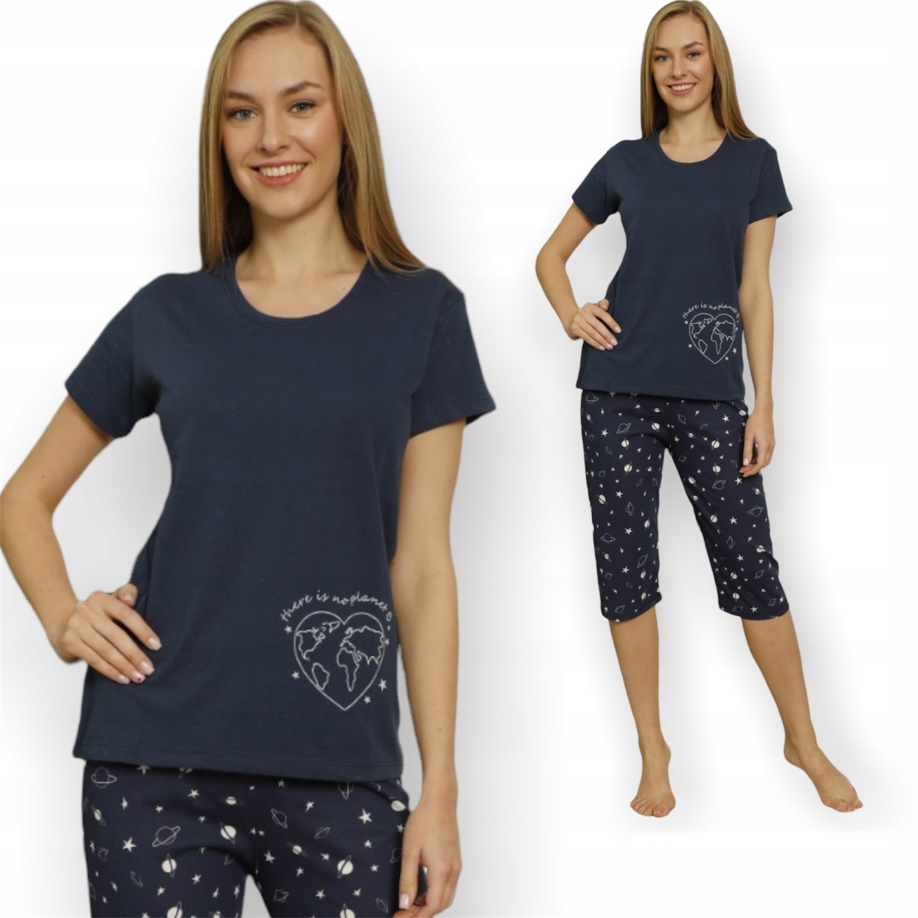 

Piżama Damska Krótki Rękaw 3/4 SPODNIE/100%BAWEŁNA