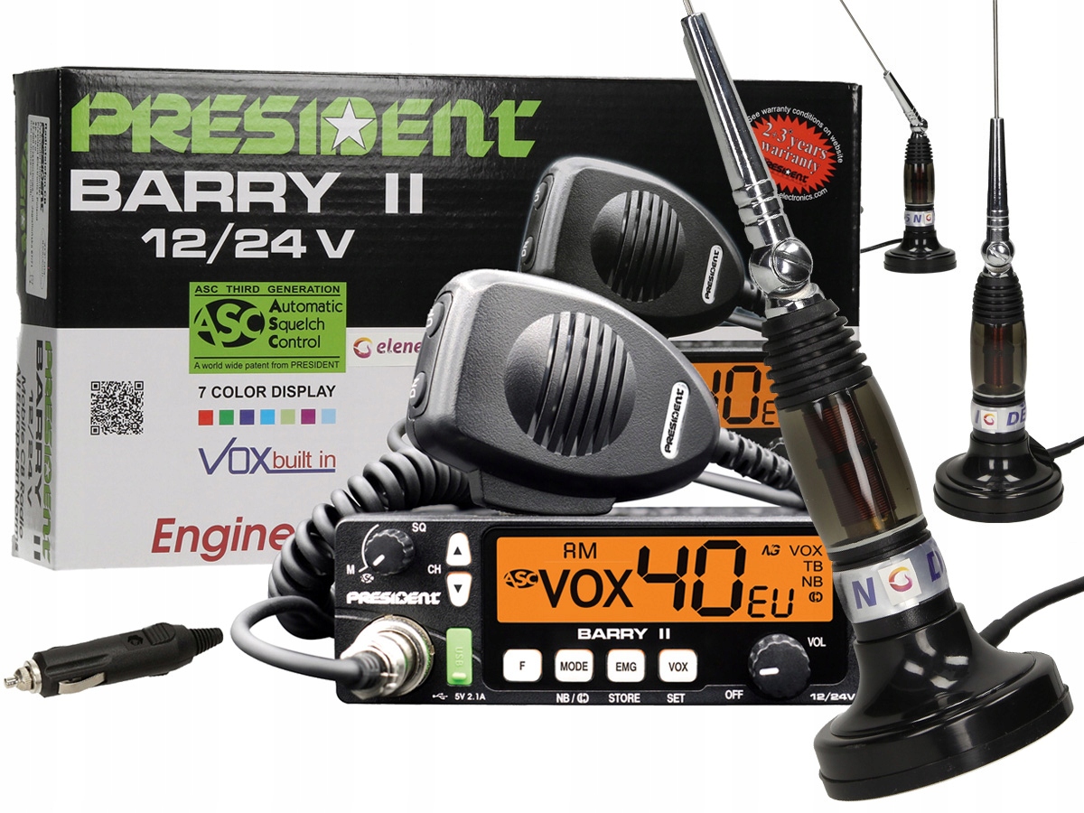 

Zestaw Cb Radio President Barry Asc Antena A3K A1G