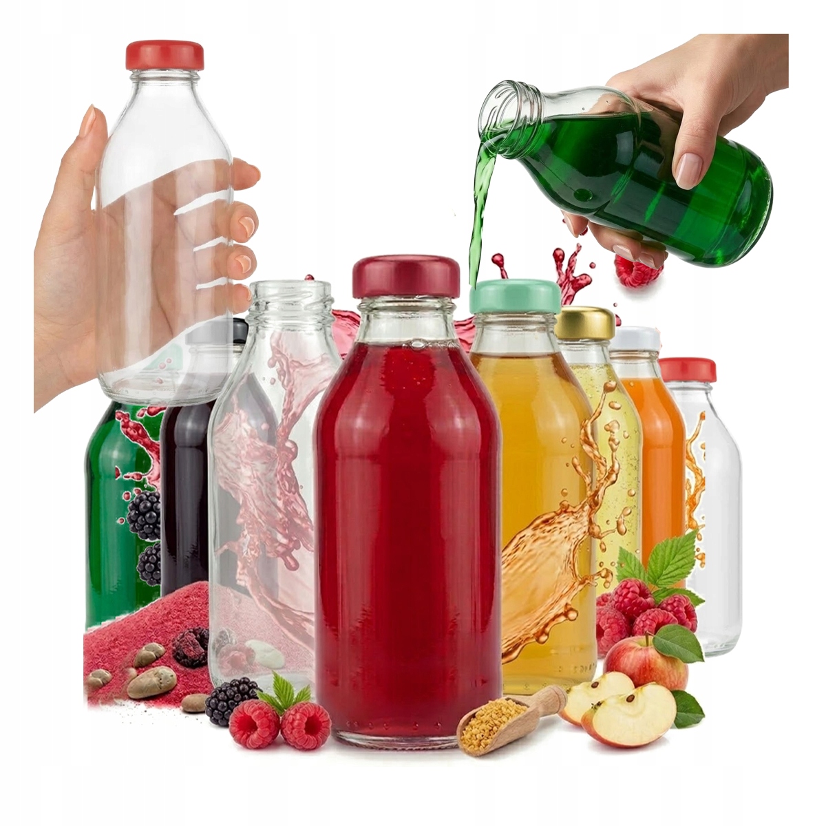 50x Skleněné lahve na džus Soczek 330 ml zavařeniny džus sirup med nápoje