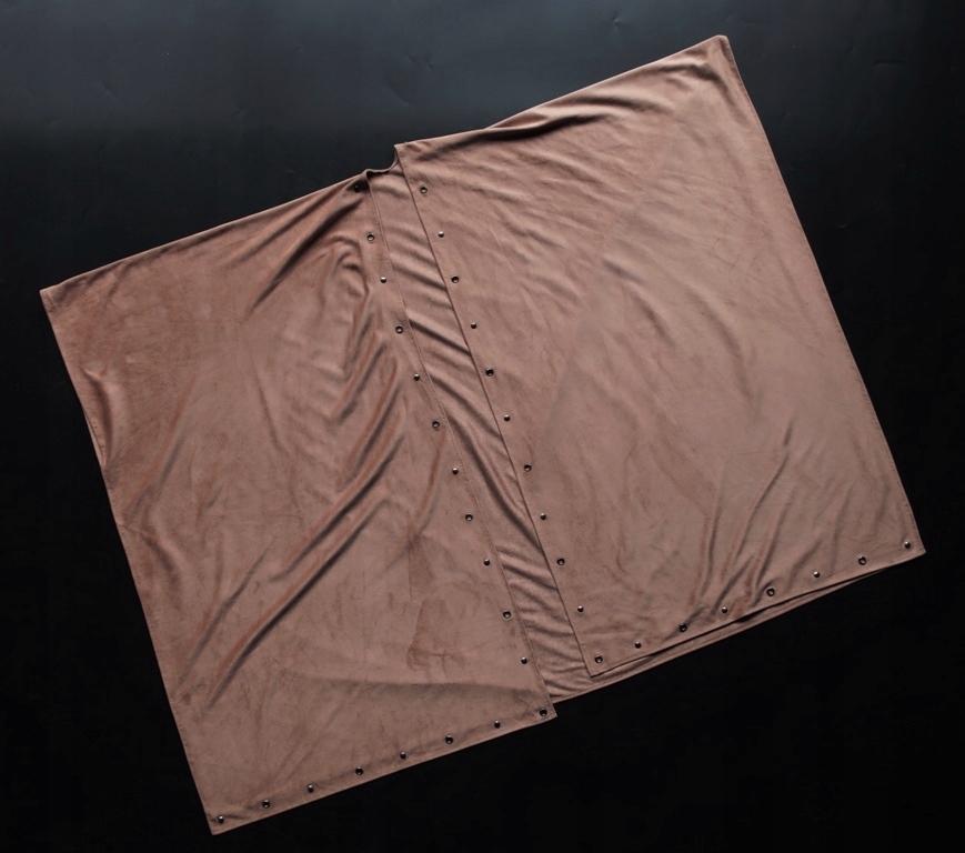 BEŻ BRĄZ ZAMSZOWE PONCHO NARZUTKA KOC CIENKIE NITY