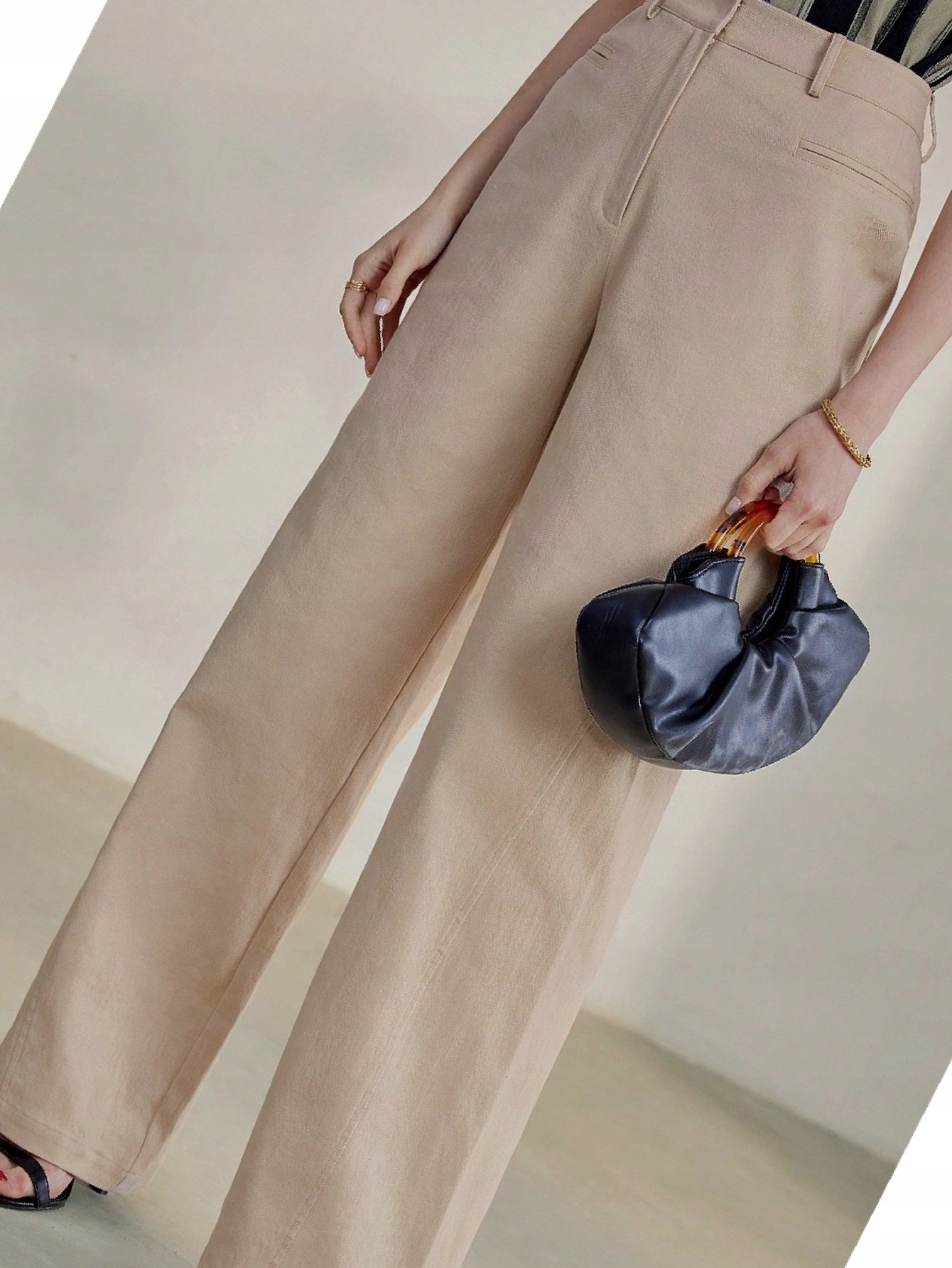 Jednoduché kalhoty Motf Béžové Premium Návštěvní bavlněné kalhoty S 36