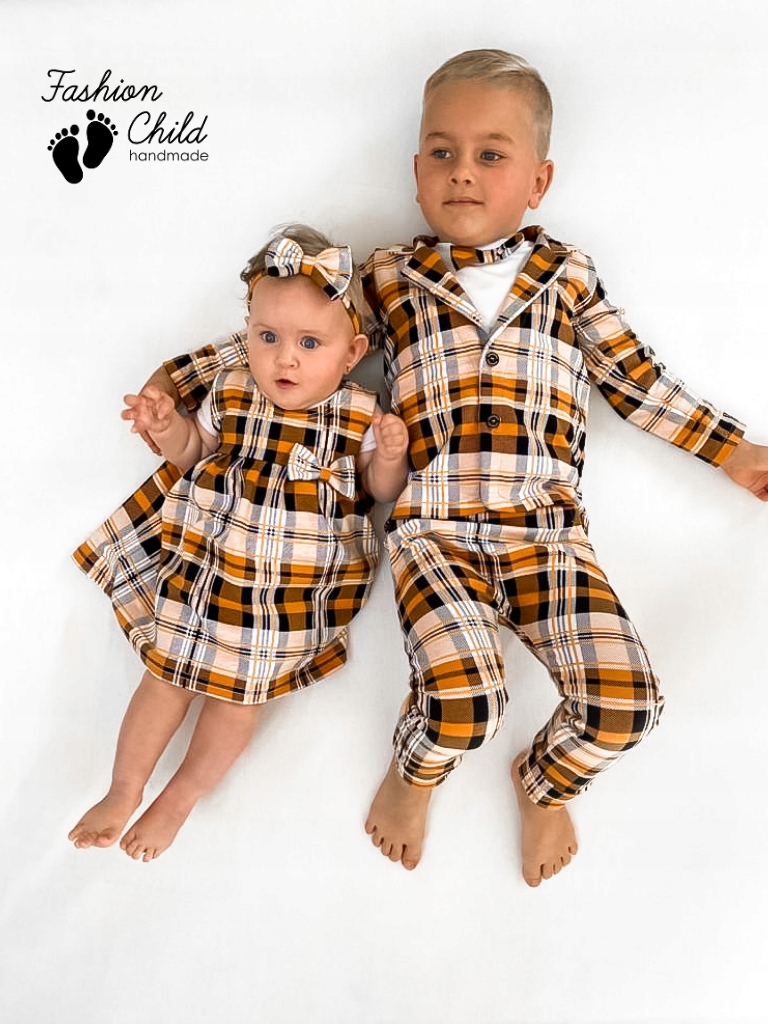 Garnitur w kratę HONEY r.104 Płeć chłopcy